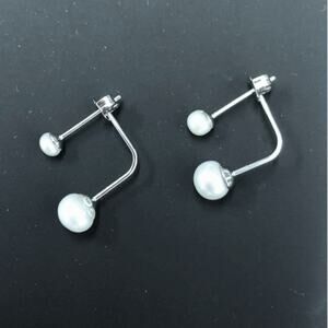 ADORNIA White Rhodium Plated Stainless Steel Freshwater Pearl Jacket Earrings